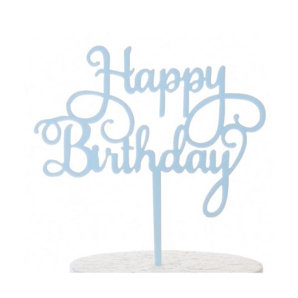 Zápich - Happy Birthday, modrý akryl