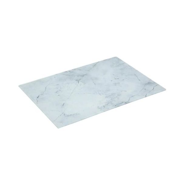 Tablett mit weißem Marmormuster – gehärtetes Glas – 40 x 30 cm