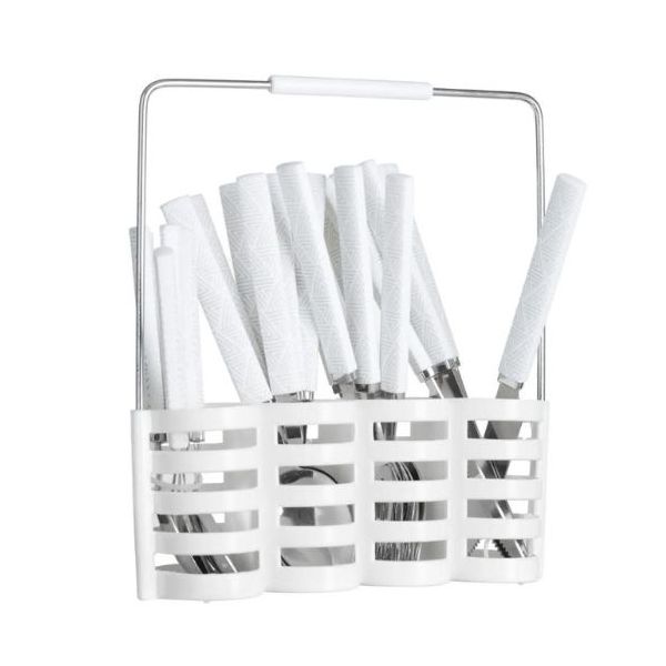 Cutlery set 24 pcs with stand - white