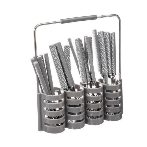 Cutlery set 24 pcs with stand - grey