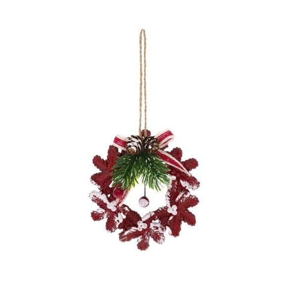Red wreath with twig I for hanging
