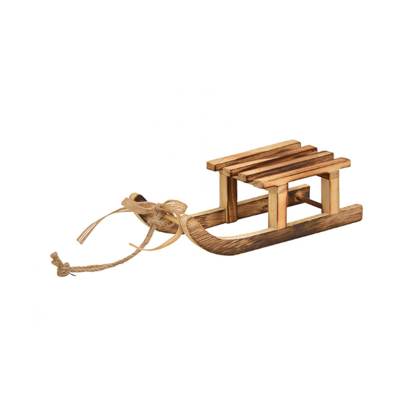 Brown wooden sled 20x6x8 cm