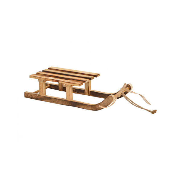 Brown wooden sled 31x7x12 cm