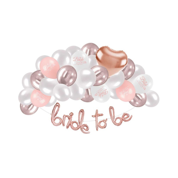 Girlandenballons weiß-rosa Bride to be