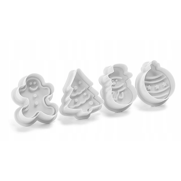 Christmas cookie cutter with piston 4 pcs