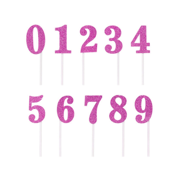 Zápich - číslice ružové XL 0-9 sada