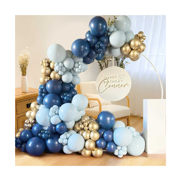 Girlanda balóny svetlo-tmavo modré a zlaté 100 ks