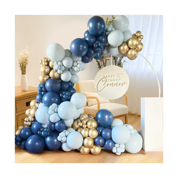 Garland balloons light-dark blue and gold 100 pcs