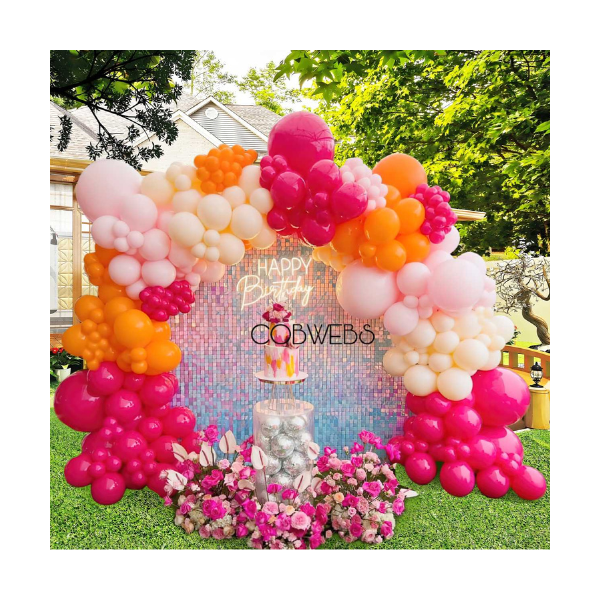 Garland pink-orange balloons 125 pcs
