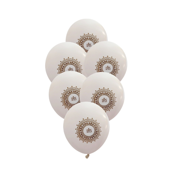 Balloons - white-gold IHS 6 pcs