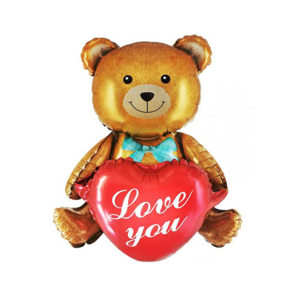 Teddy bear balloon with a heart