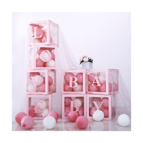 Box dekoračný ružový papier nápis BABY 4 ks Box dekoračný ružový papier nápis BABY 4 ks