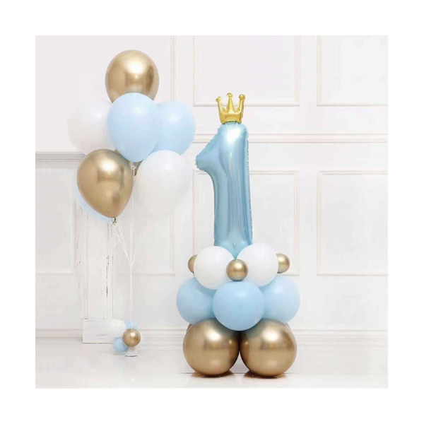 Balóny bielo-modro-zlaté s č. 1