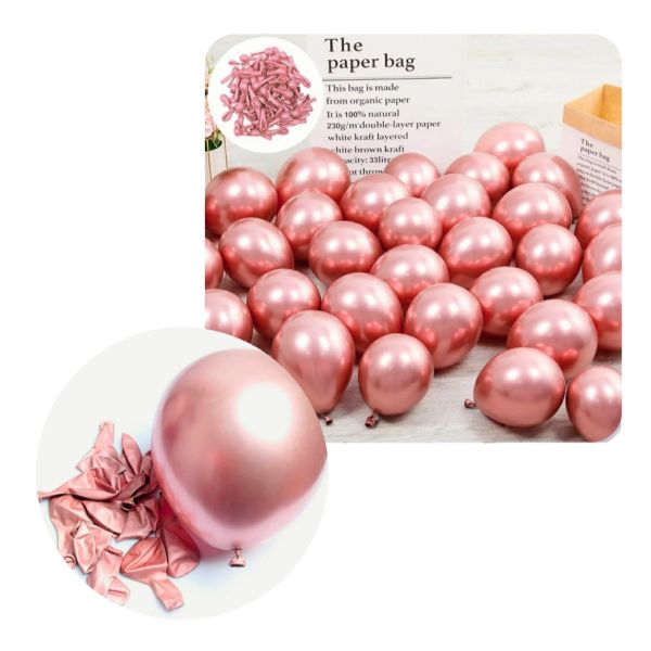 Balóny metalické ružové 12 cm - 100 ks