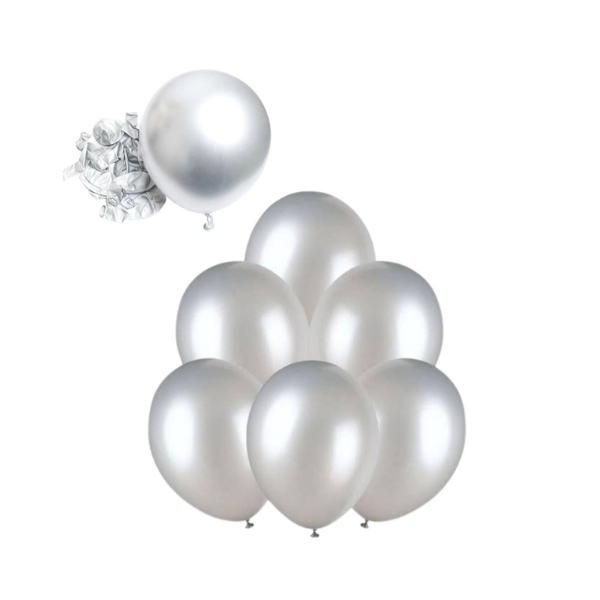 Balóny perleťovo strieborné 25 cm - 50 ks Balóny perleťovo strieborné 25 cm - 50 ks