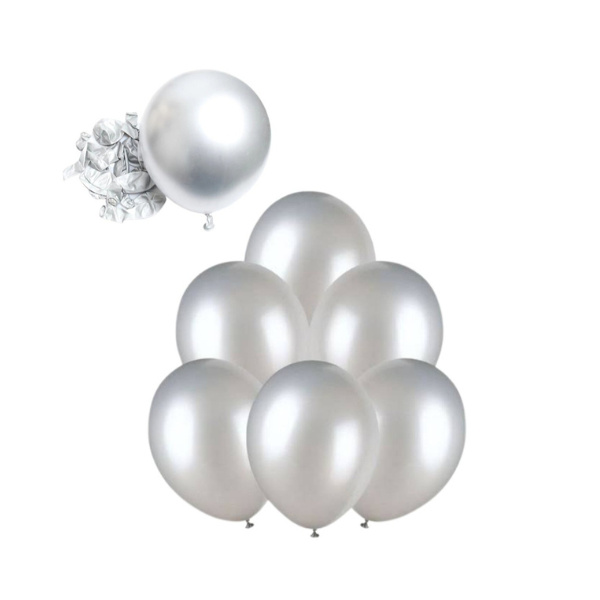 Perlsilberne Luftballons 25 cm - 50 Stk