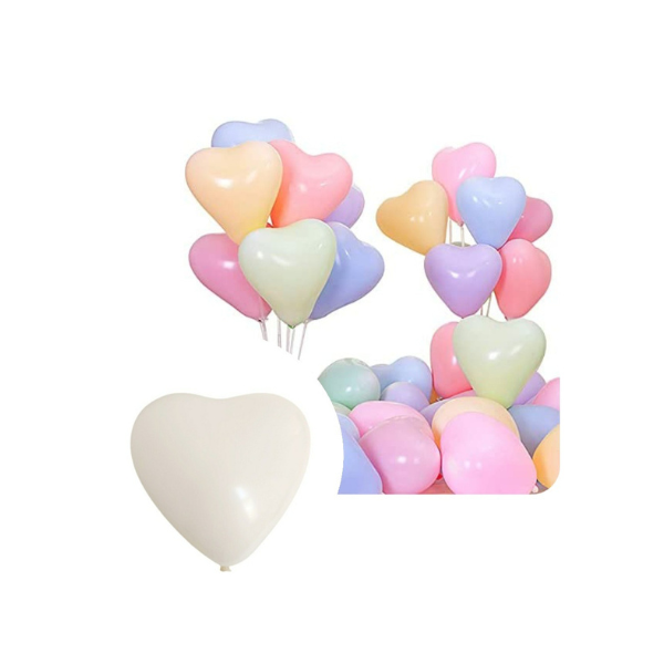 Balon w kształcie serca biały 50 szt