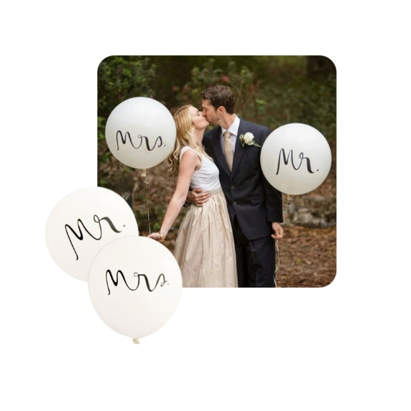 Balloons - white inscription MR and MRS 45 cm - 2 pcs