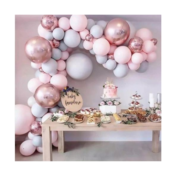 Garland balloons pink, blue and rose-gold 167 pcs