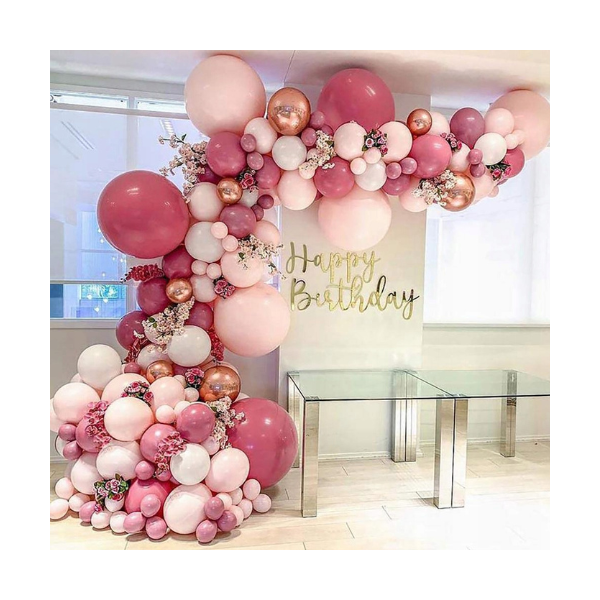 Balony w kształcie girlandy malinowy róż i pastelowy róż 119 szt