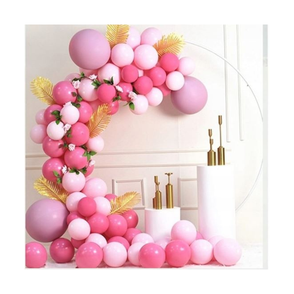 Girlandenballons rosa + Blattgold 79 Stk