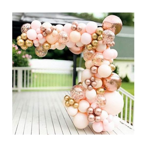 Girlandenballons Pastellrosa, Gold, Konfetti 100 Stk