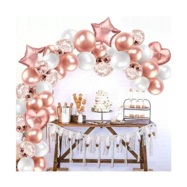 Girlanda balóny ružovo-biele + hviezdy a srdiečka 84 ks