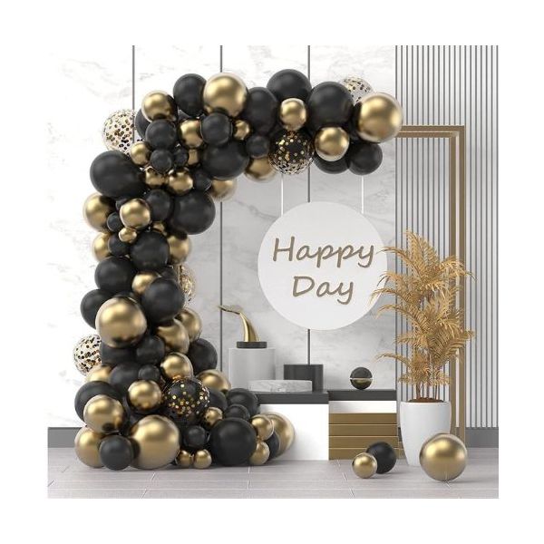 Girlanda balóny čierno-zlaté + konfety 120 ks