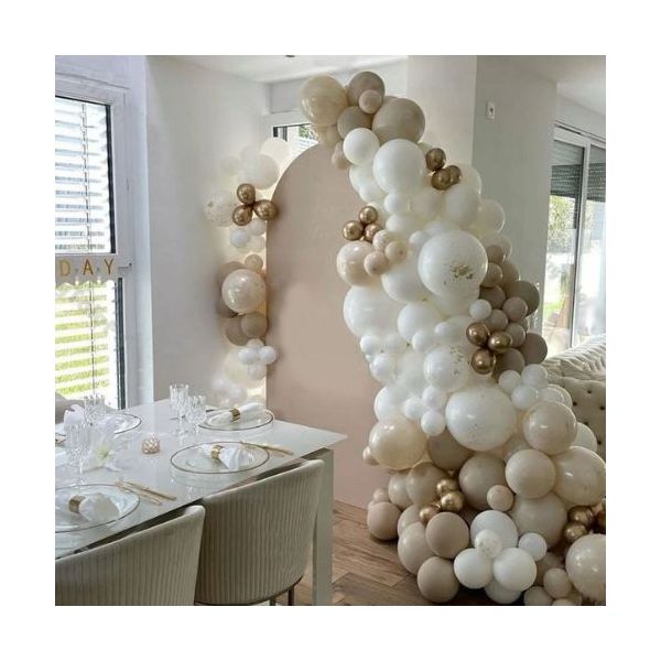 Garland balloons white-cream-gold 145 pcs