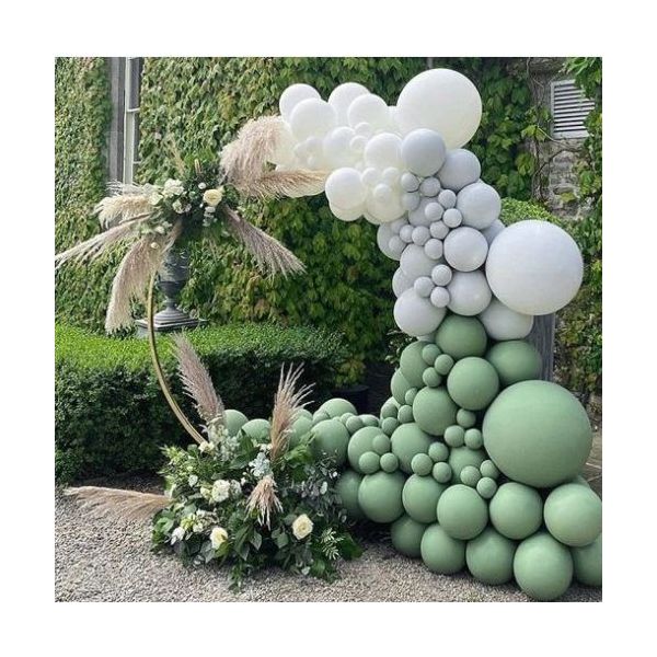 Girlanda balóny zeleno-bielo-strieborné 143 ks