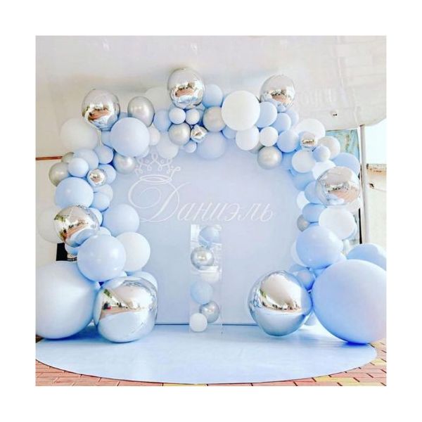 Garland balloons white-blue-silver 142 pcs