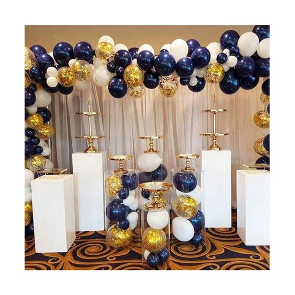 Garland balloons dark blue, white and gold confetti 60 pcs