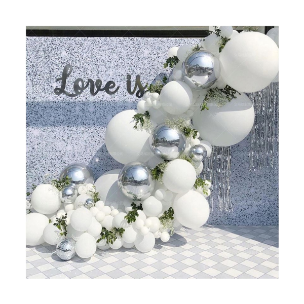 Garland balloons white and silver 123 pcs