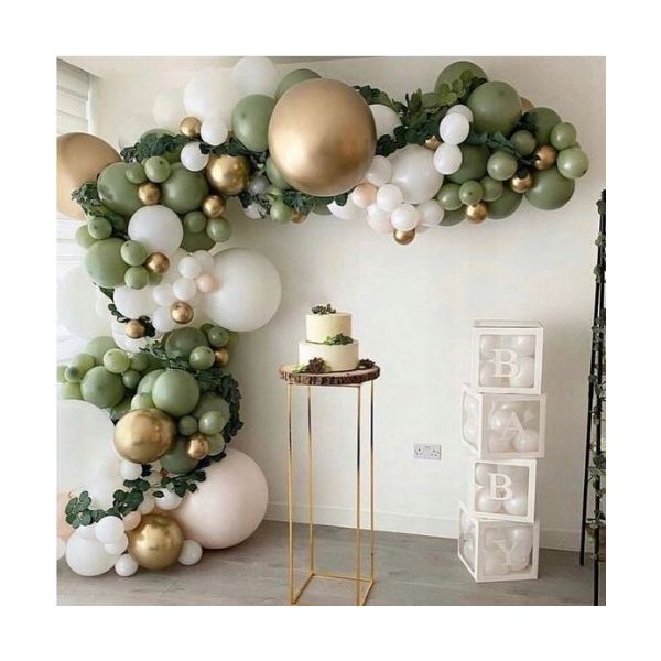 Garland balloons pastel green-white-gold 150 pcs