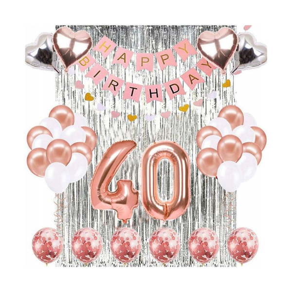 Garland Happy Birthday, pink and white, no. 40