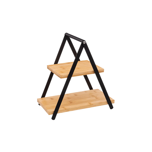 Stand 2-story square bamboo/metal