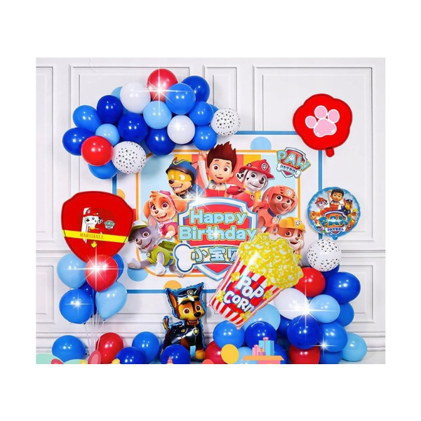 Balloon garland + Paw Patrol poster