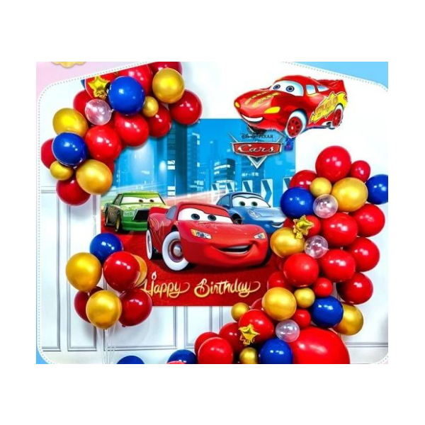 Balloons garland + McQueen poster