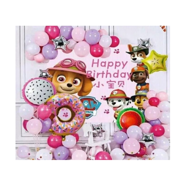 Balloon garland + Paw Patrol Skye poster