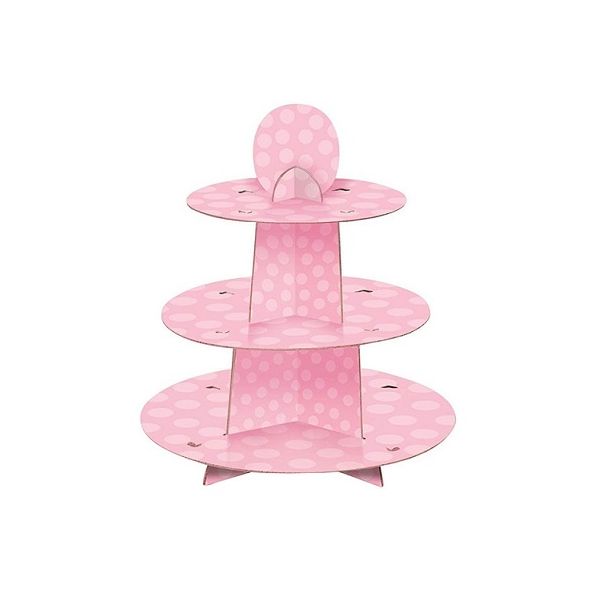 Muffin stand 3-tier pink with dots