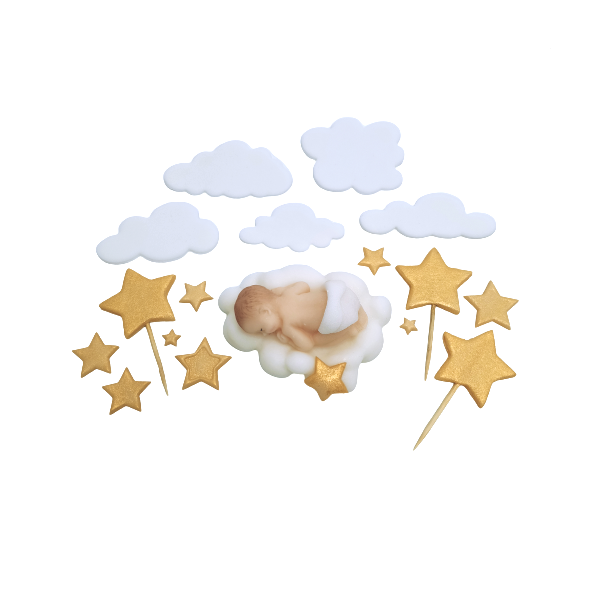 Baby on a cloud, clouds and stars