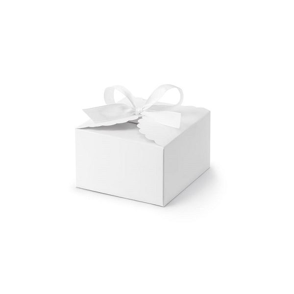 White dessert box with ribbon 10 pcs