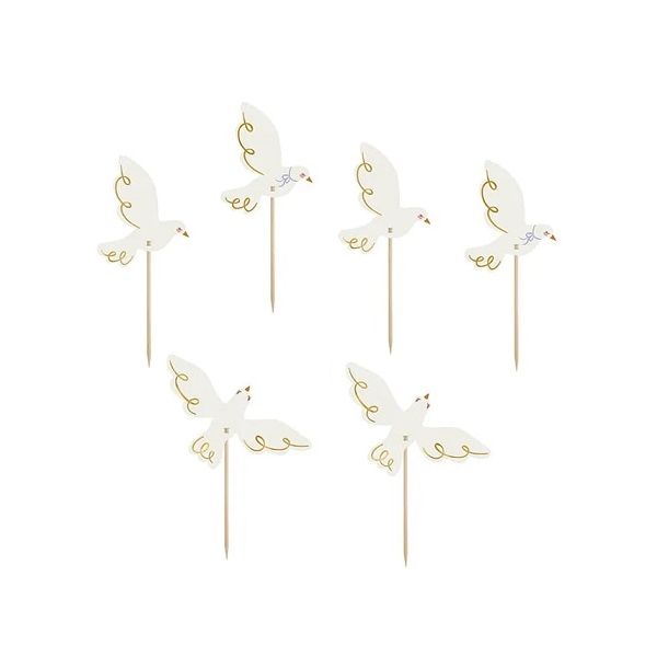 Zapich - set of white-gold doves 6 pcs
