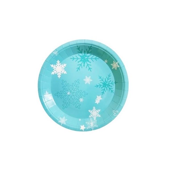 Talíř Frozen modrý s vločkami 23 cm - 6 ks