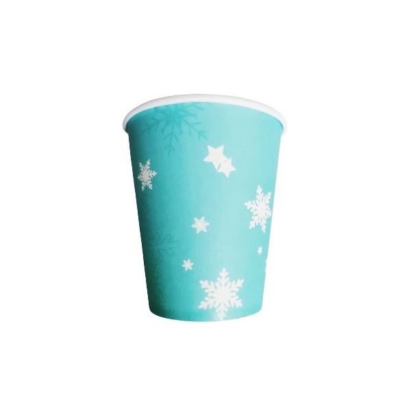 Blauer Frozen-Becher mit Flocken - 6 Stk