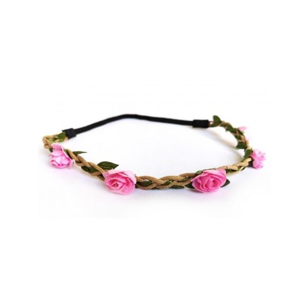 Stirnband - Kranz mit rosa Rosen