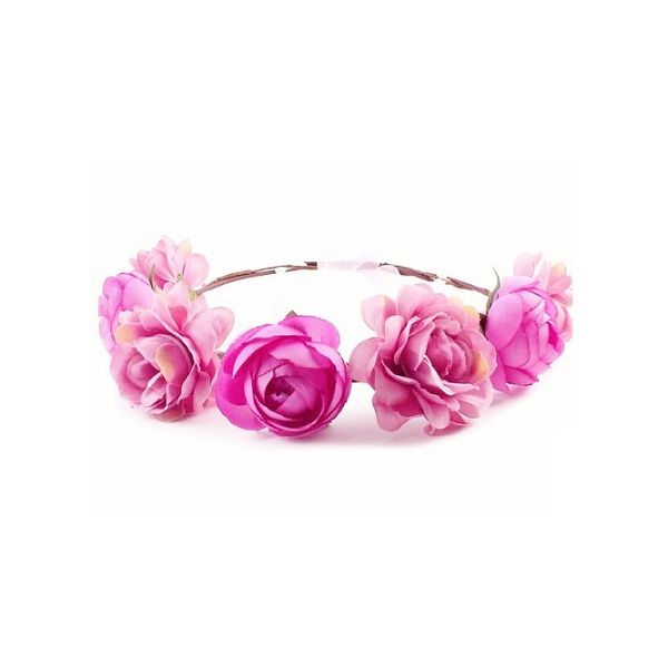 Stirnband - Kranz mit großen rosa Rosen