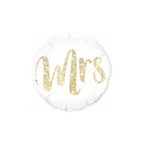 Balloon white + gold inscription Mrs 45 cm