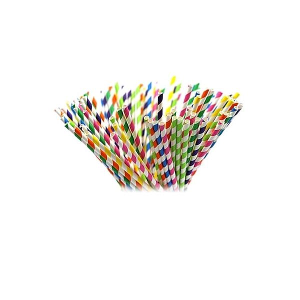 Mixed colored paper straws 10 pcs