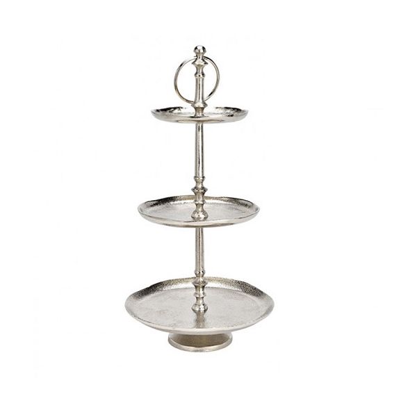Stand 3-tier silver metal 48 cm
